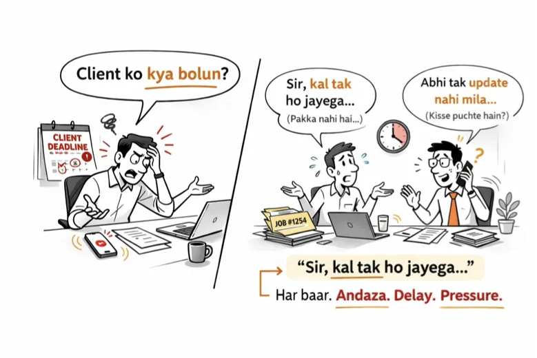 Client ko kya bolun? Sir, kal tak ho jayega. Andaza, delay, pressure